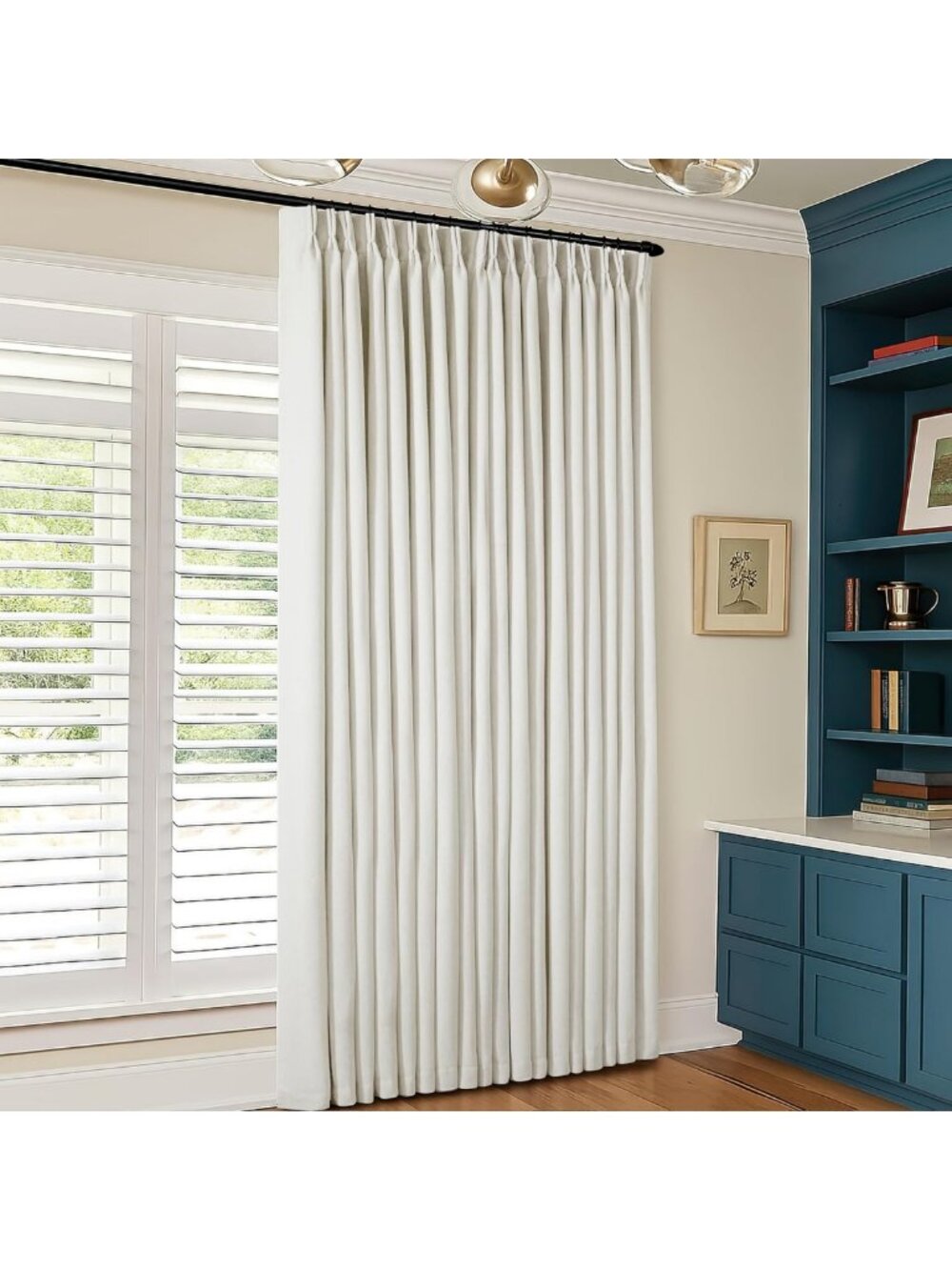 100% Blackout Pinch Pleated Linen Curtains - 84 Inch Length, 60 Inch Width